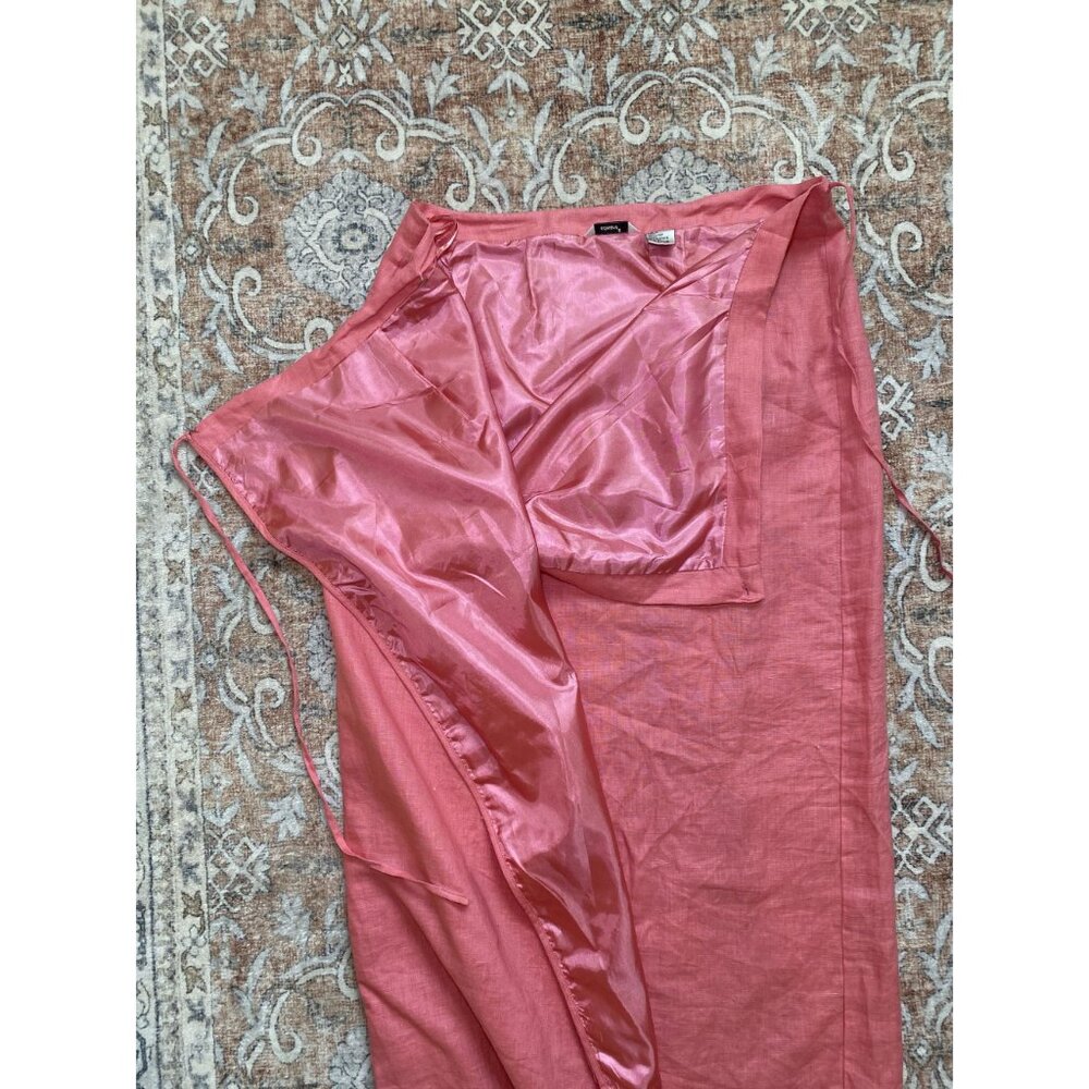 Edward Pink 100% Linen Wrap Skirt Size Large Summer - Picture 6 of 10